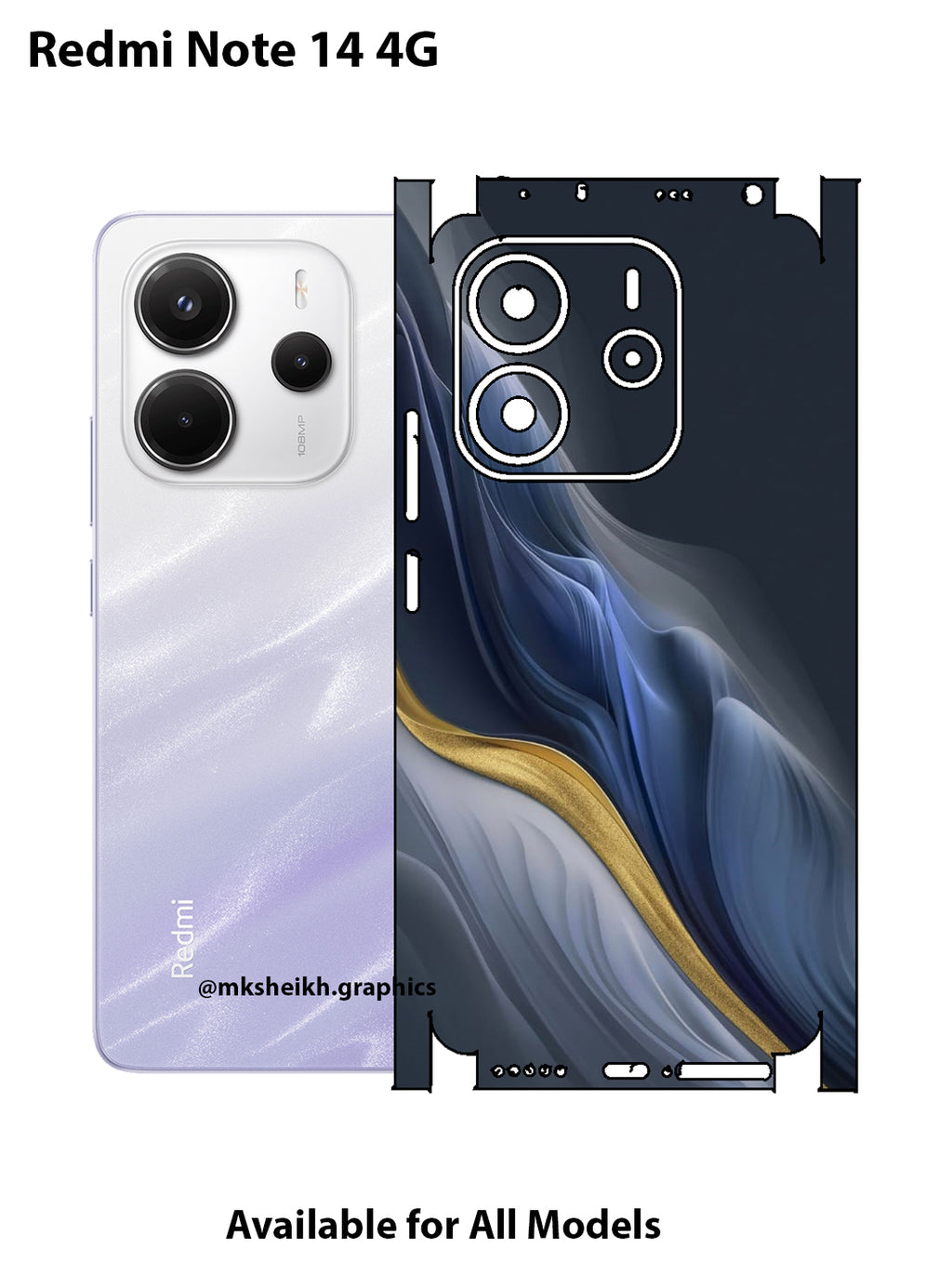 Redmi Note 14 4G Full Print Back Body Skin Wrap