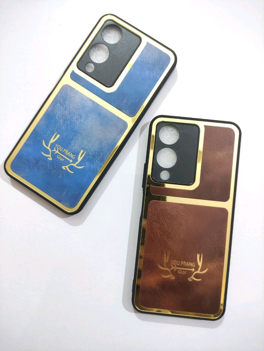 Vivo Y17S 4G PU Golden Stripe Design Back Cover