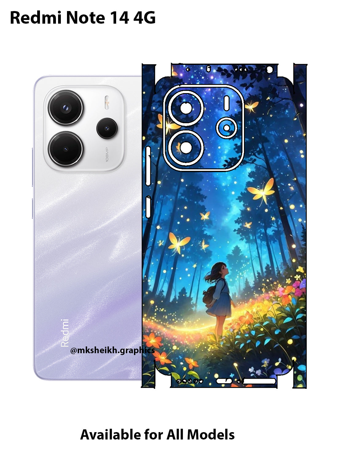 Redmi Note 14 4G Full Print Back Body Skin Wrap