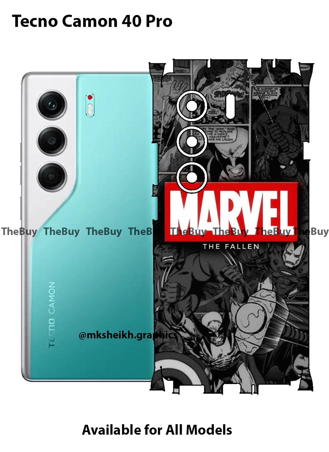 Tecno Camon 40 Pro Marvel Design Full Body Skin Wrap