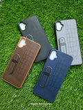Samsung Galaxy A06 Soft Silicone Leather Design Dual Kickstand Back Cover