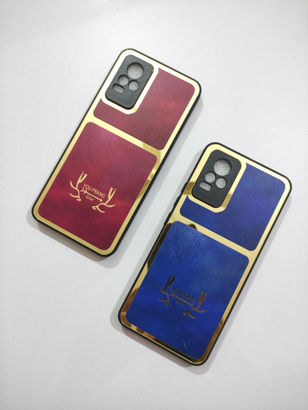 Vivo V21E PU Golden Stripe Design Back Cover