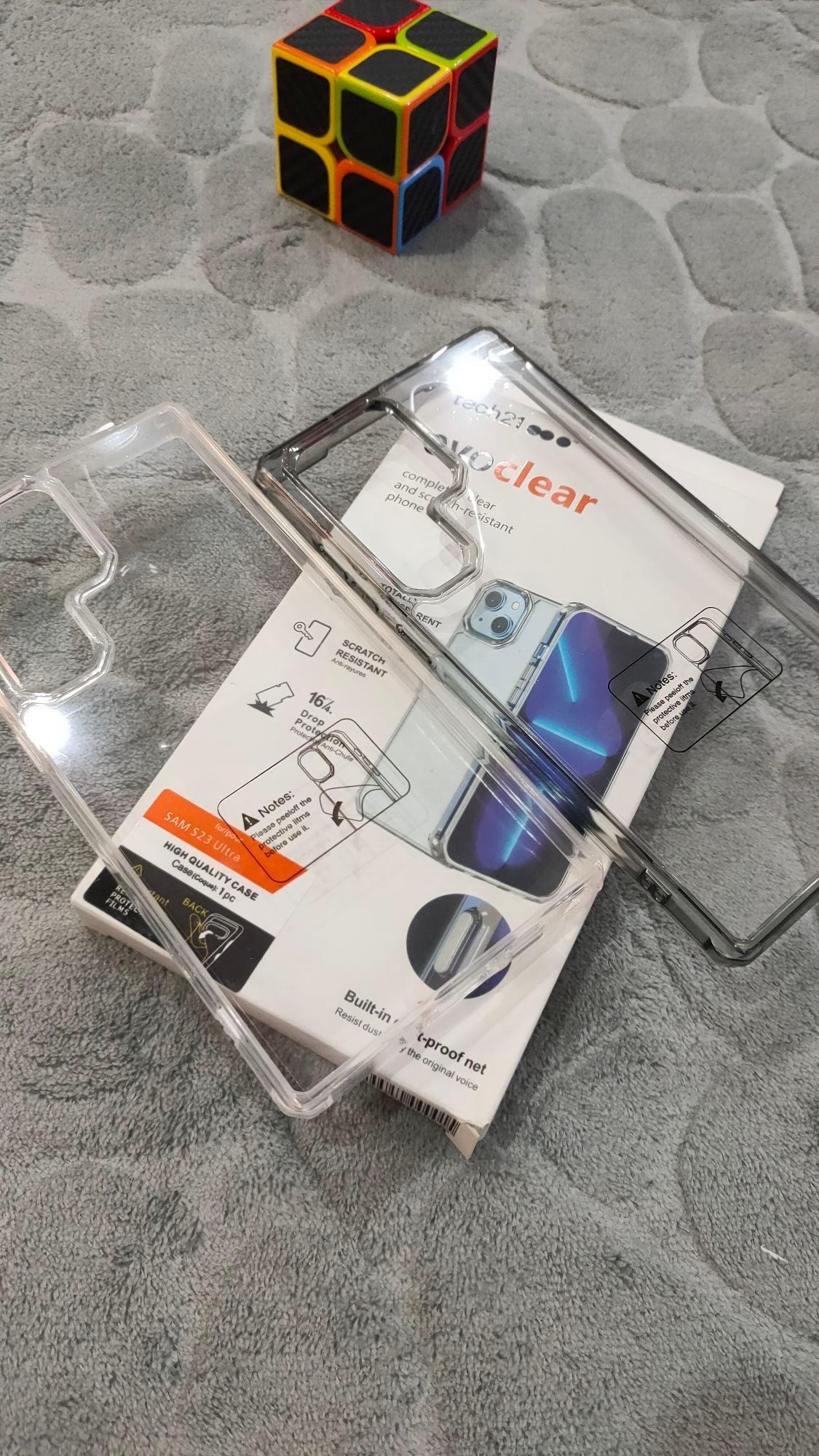 Samsung S23 Ultra Tech21 Evo Clear Dust Proof Net Shockproof Bumper Back Case