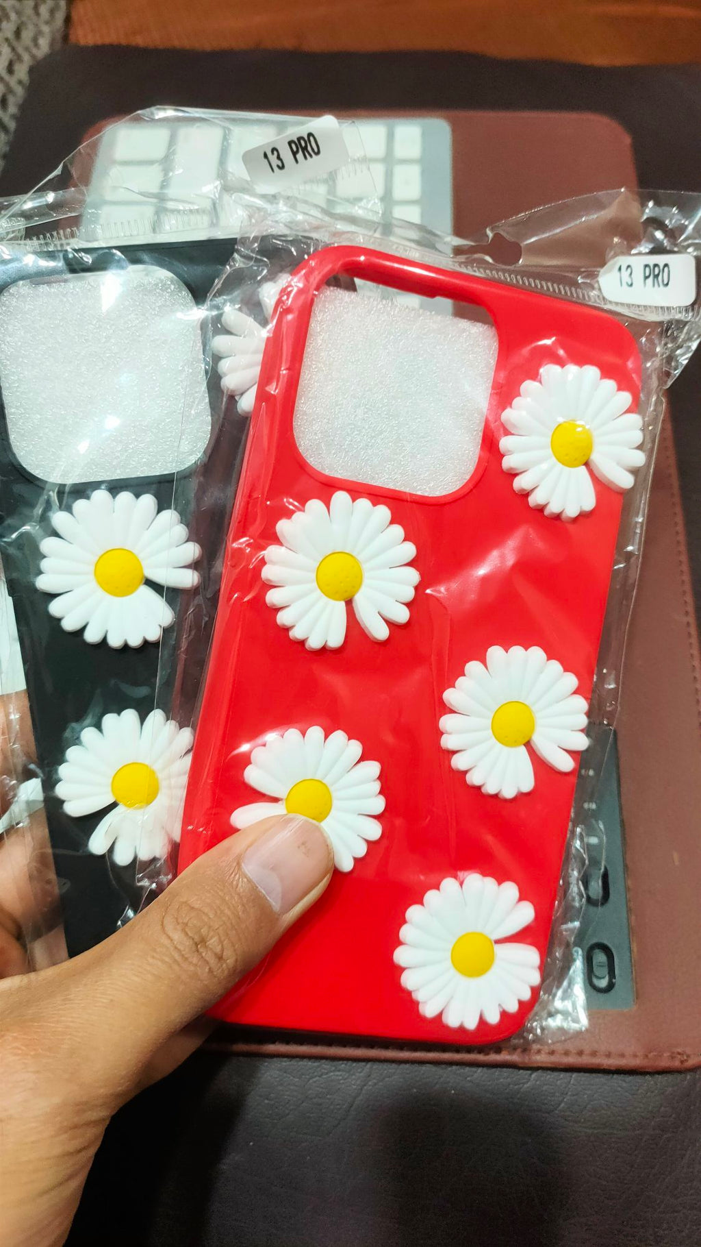 iPhone 13 Pro Liquid Silicone 3D Flowers Fancy Back Cover
