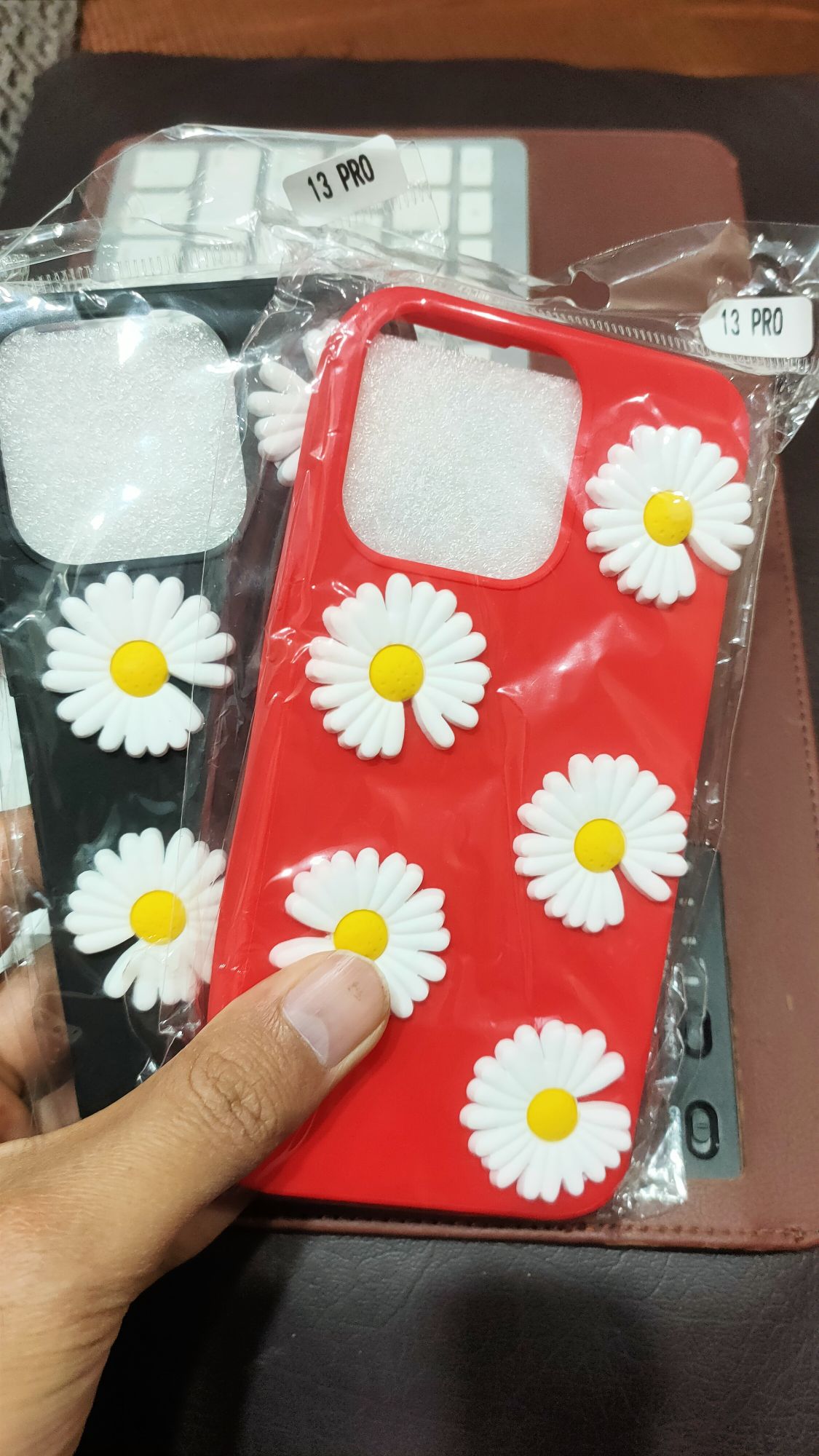 iPhone 13 Pro Liquid Silicone 3D Flowers Fancy Back Cover