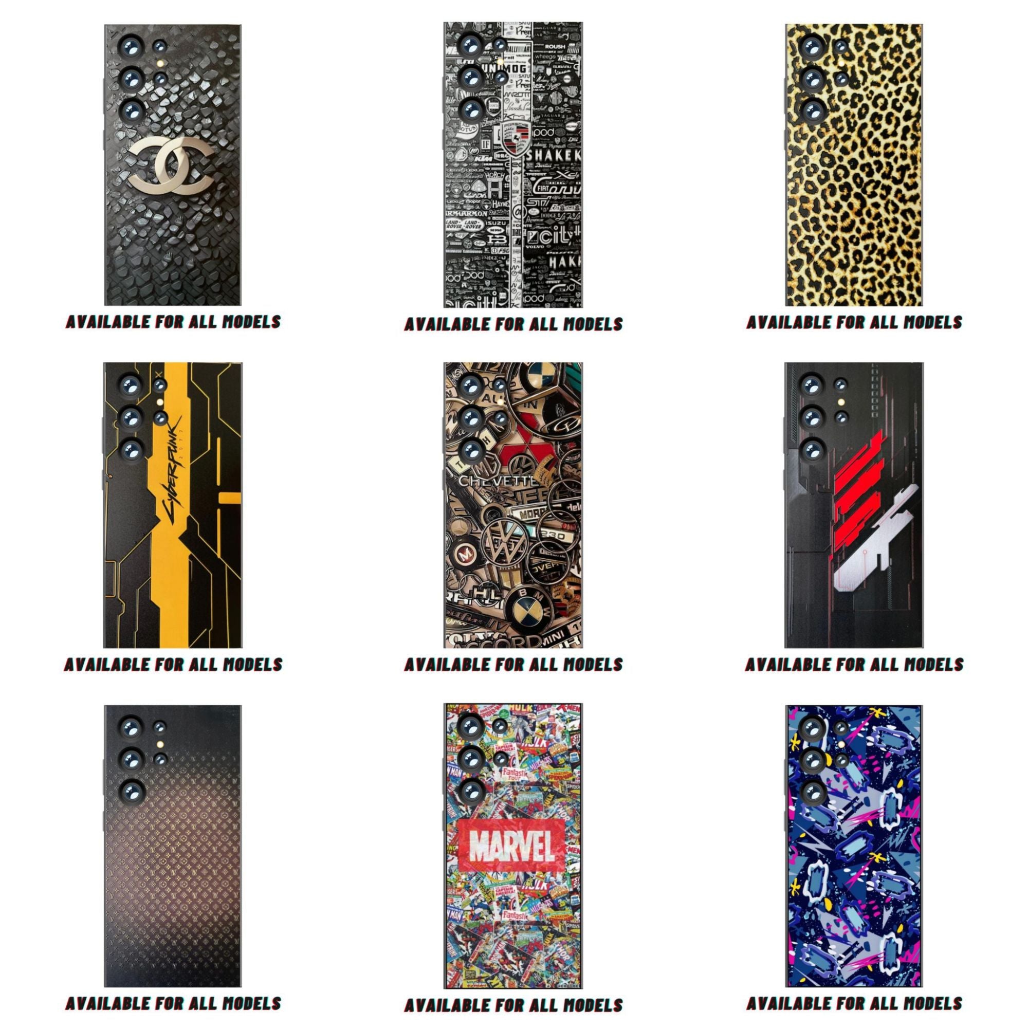 3D Full Body Skin Wrap for All Mobile Models Multiple Designs