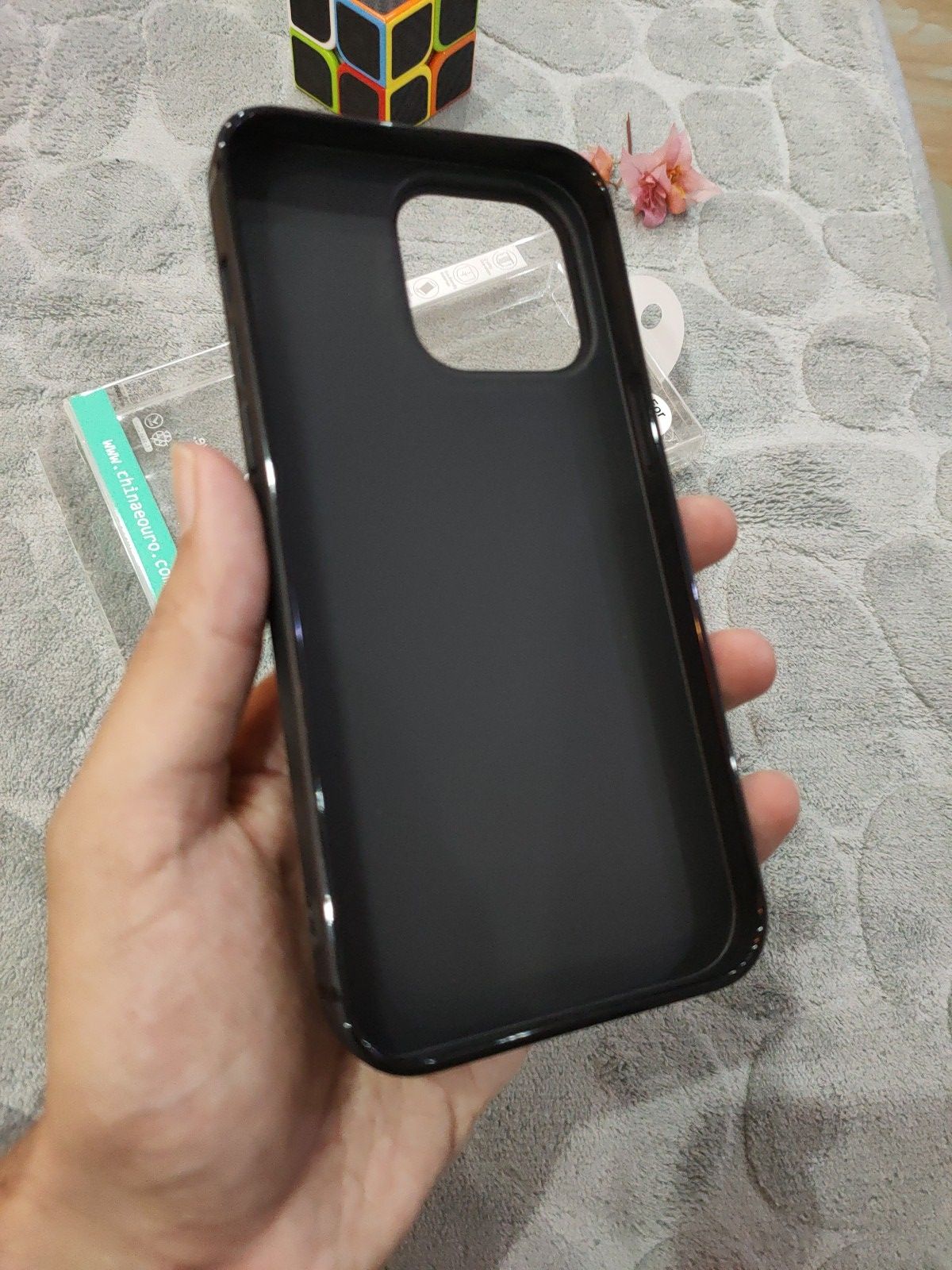 EOURO iPhone 15 Pro Max Matte Black Camera Protection Silicone Case