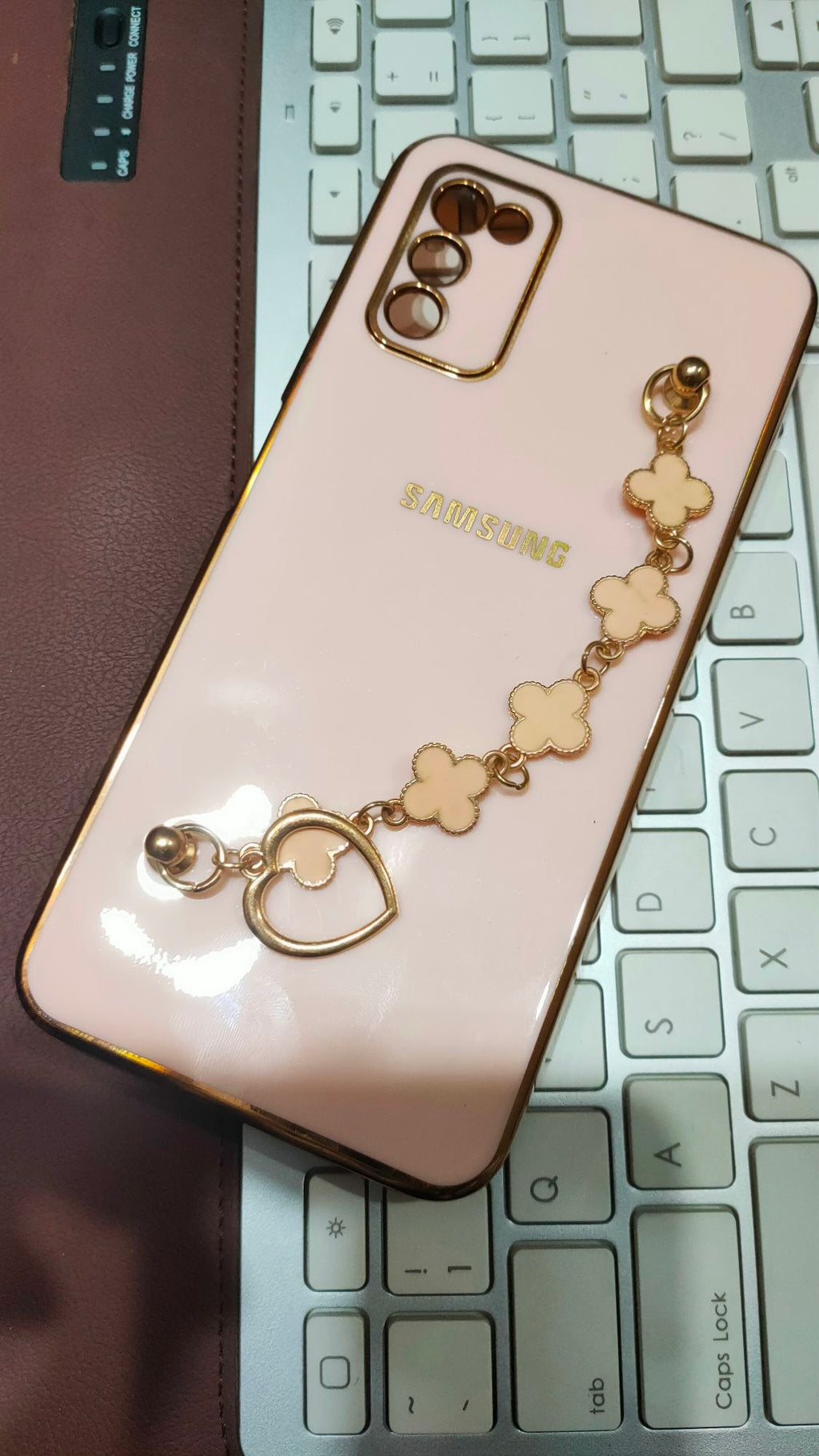 Samsung A03s Premium Quality Fancy Metal Chain Soft Silicone Back Cover