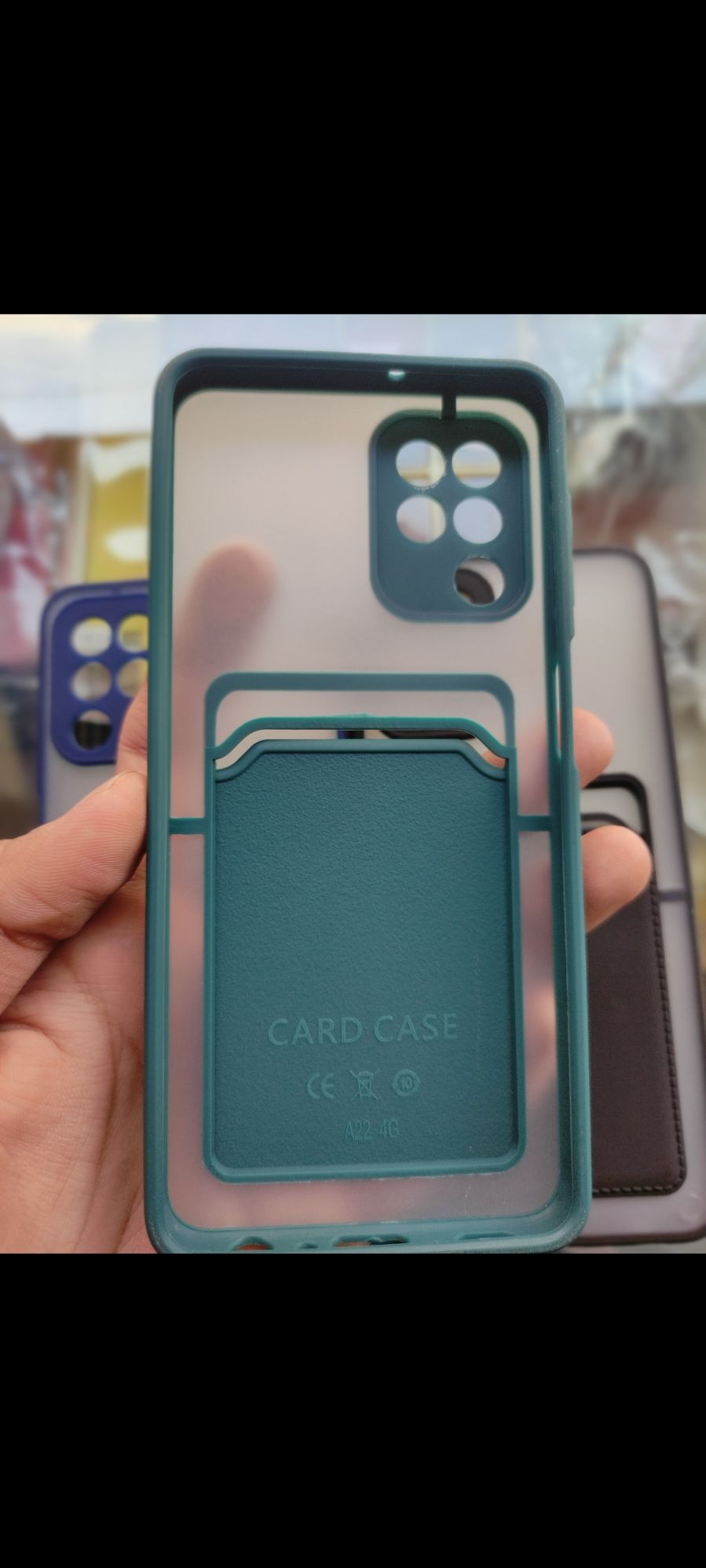 Samsung A22 4G Matt Camera Protection Card Holder back cover