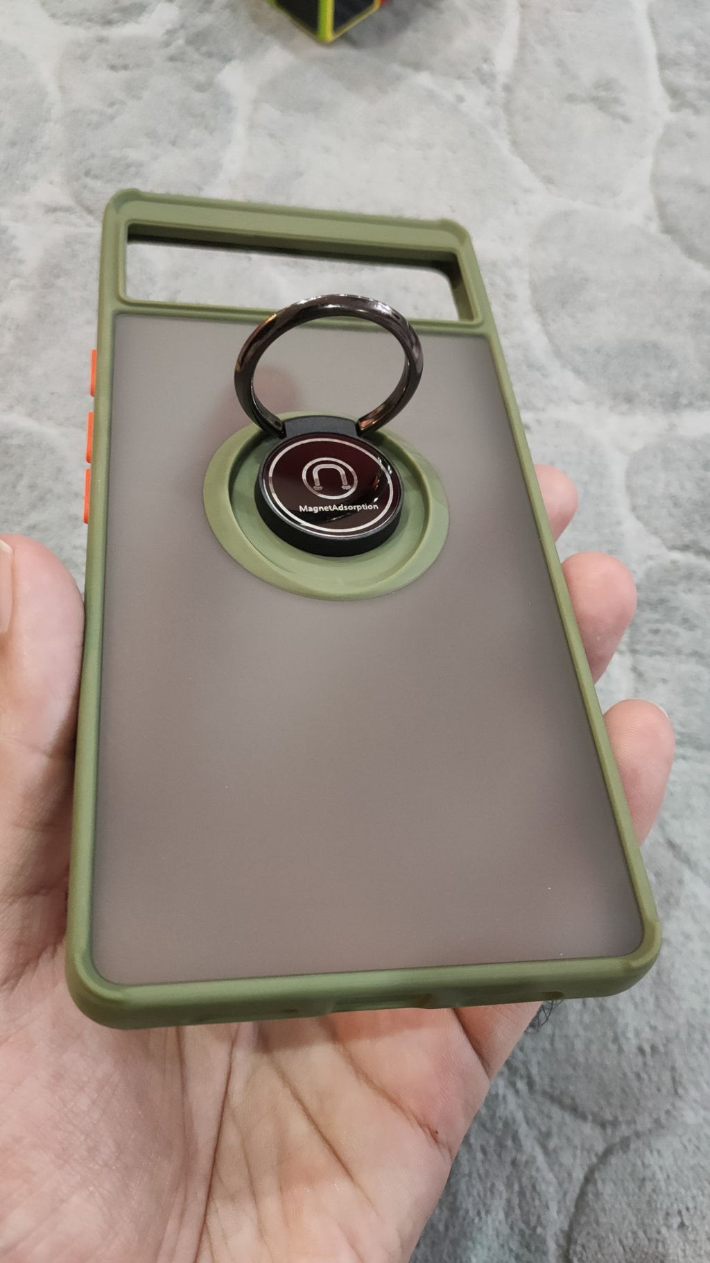 Google Pixel 6 Pro Shockproof Color Buttons Magnetic Ring Holder Back Case