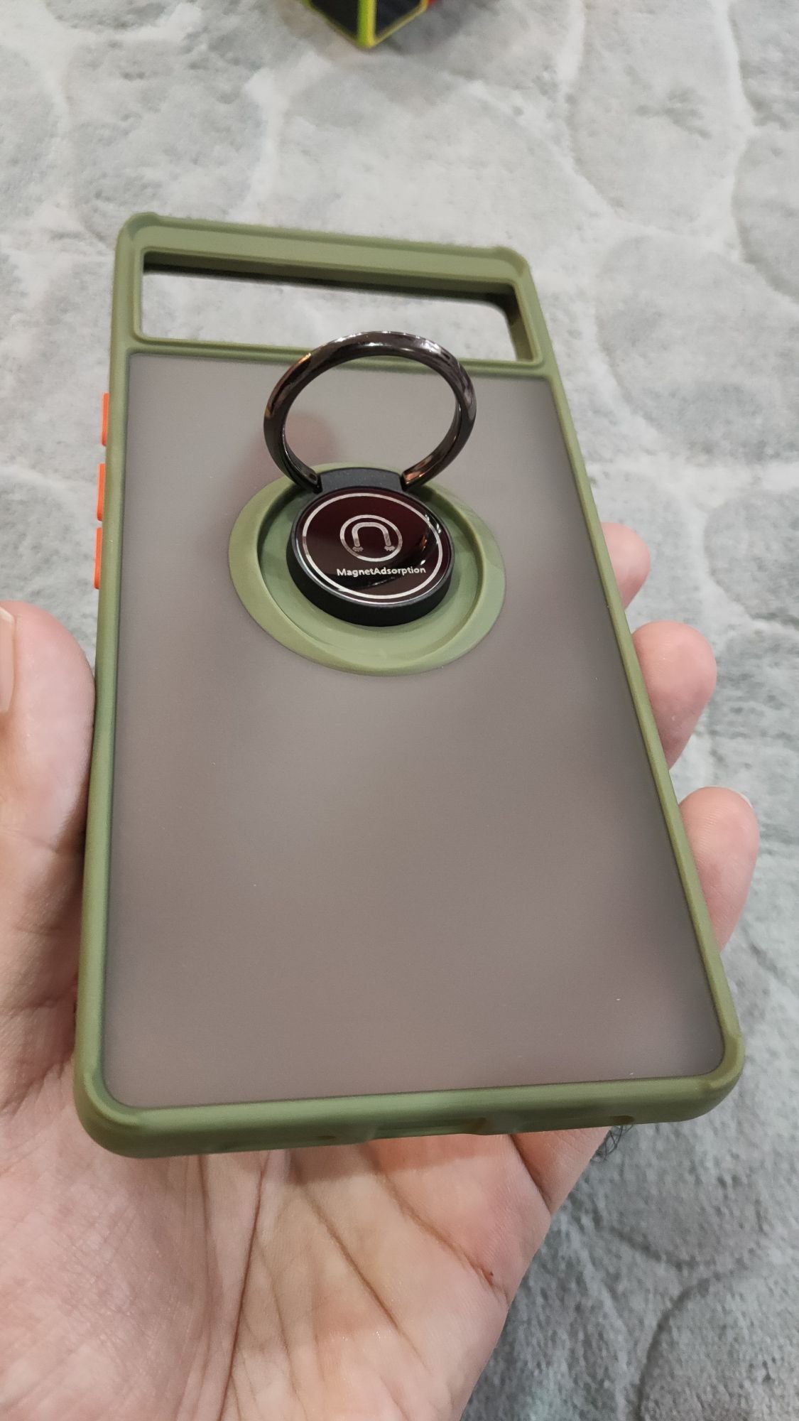 Google Pixel 6 Pro Shockproof Color Buttons Magnetic Ring Holder Back Case