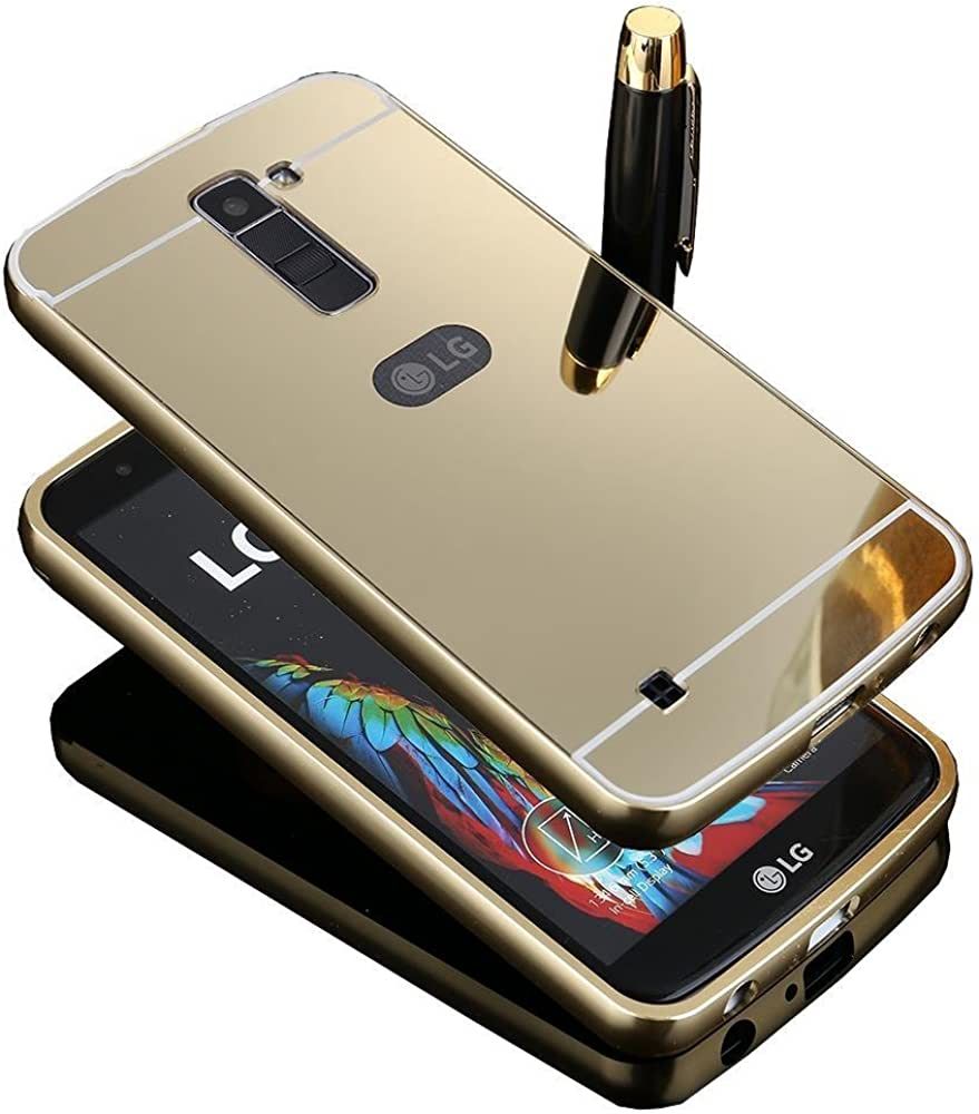 LG K10 Aluminium Frame Gold Plated Mirror Back Cover