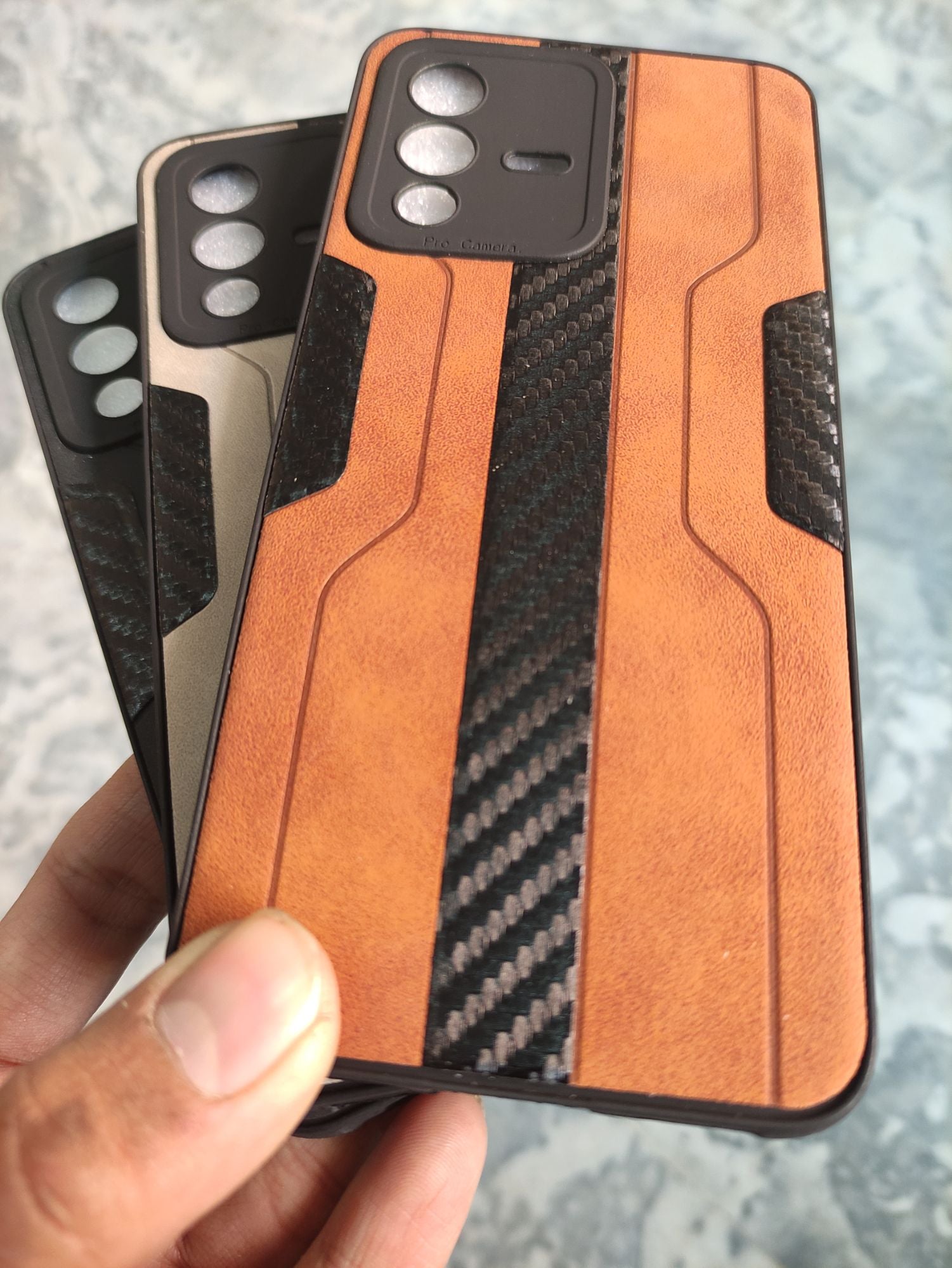 Vivo V23 Soft Silicone Carbon Fiber Cloth Back Cover