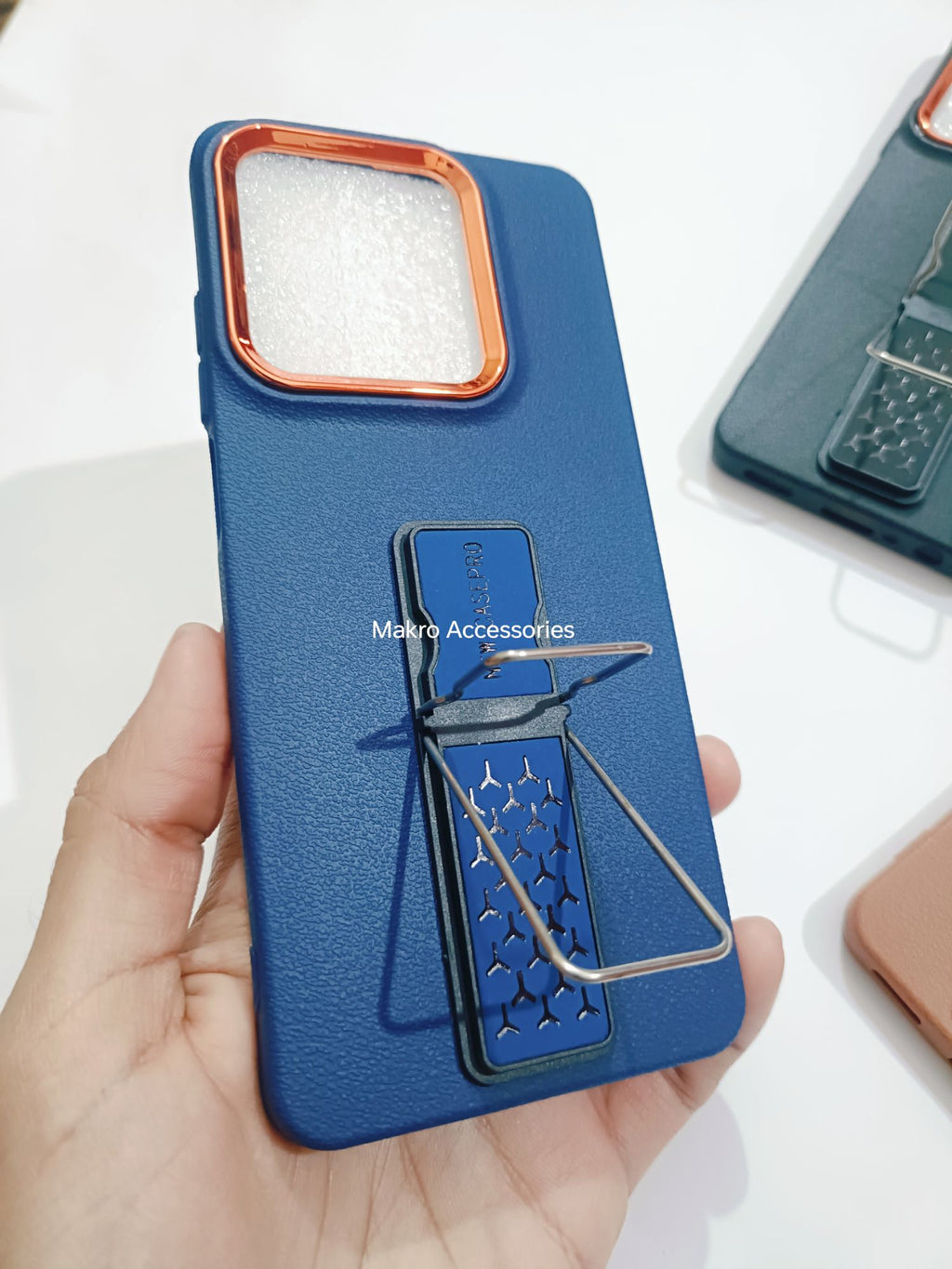 Tecno Spark Go 1 Soft Silicone Leather Tecture Design Kickstand Back cover