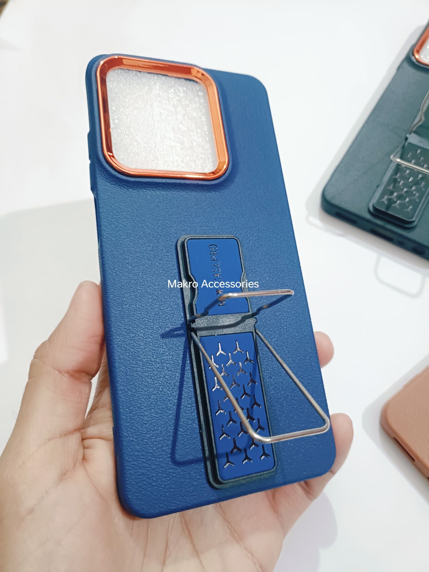 Tecno Spark Go 1 Soft Silicone Leather Tecture Design Kickstand Back cover