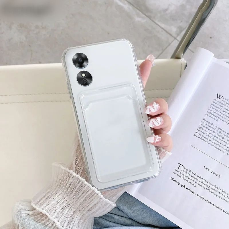 Oppo A17 Soft TPU Clear Card Holder Back cover
