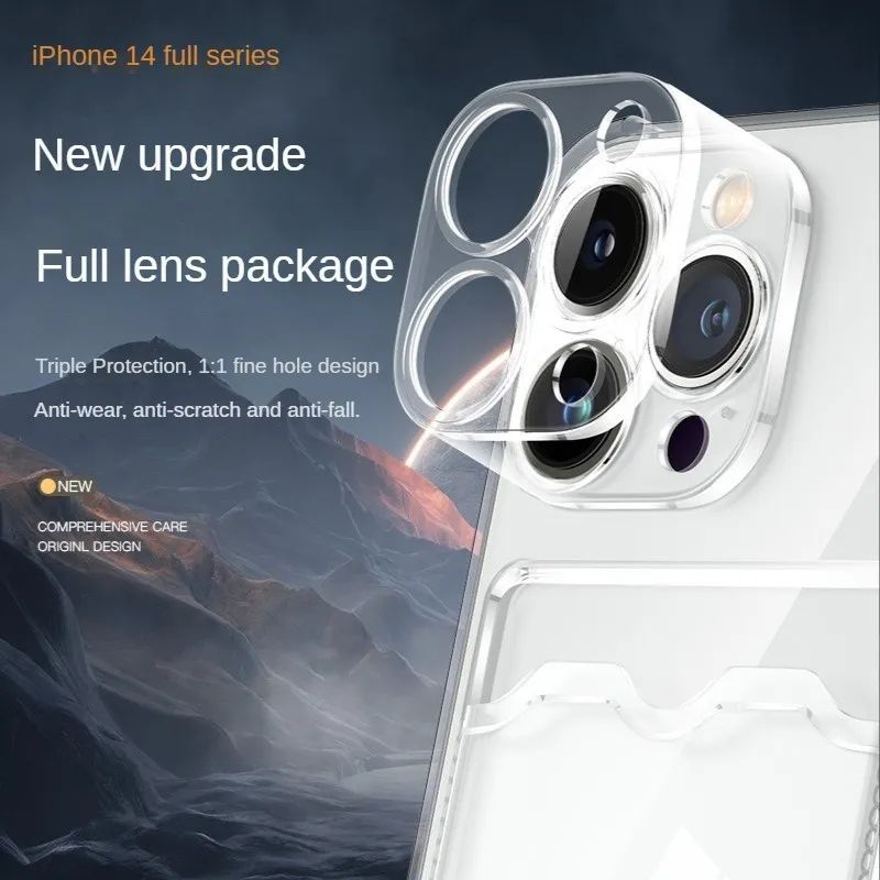 iPhone 13 Pro Max Soft TPU Clear Card Holder Camera Protection Back cover