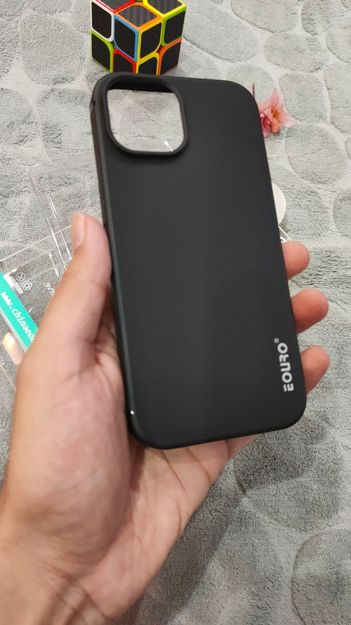 EOURO iPhone 15 6.1 Matte Black Camera Protection Silicone Case