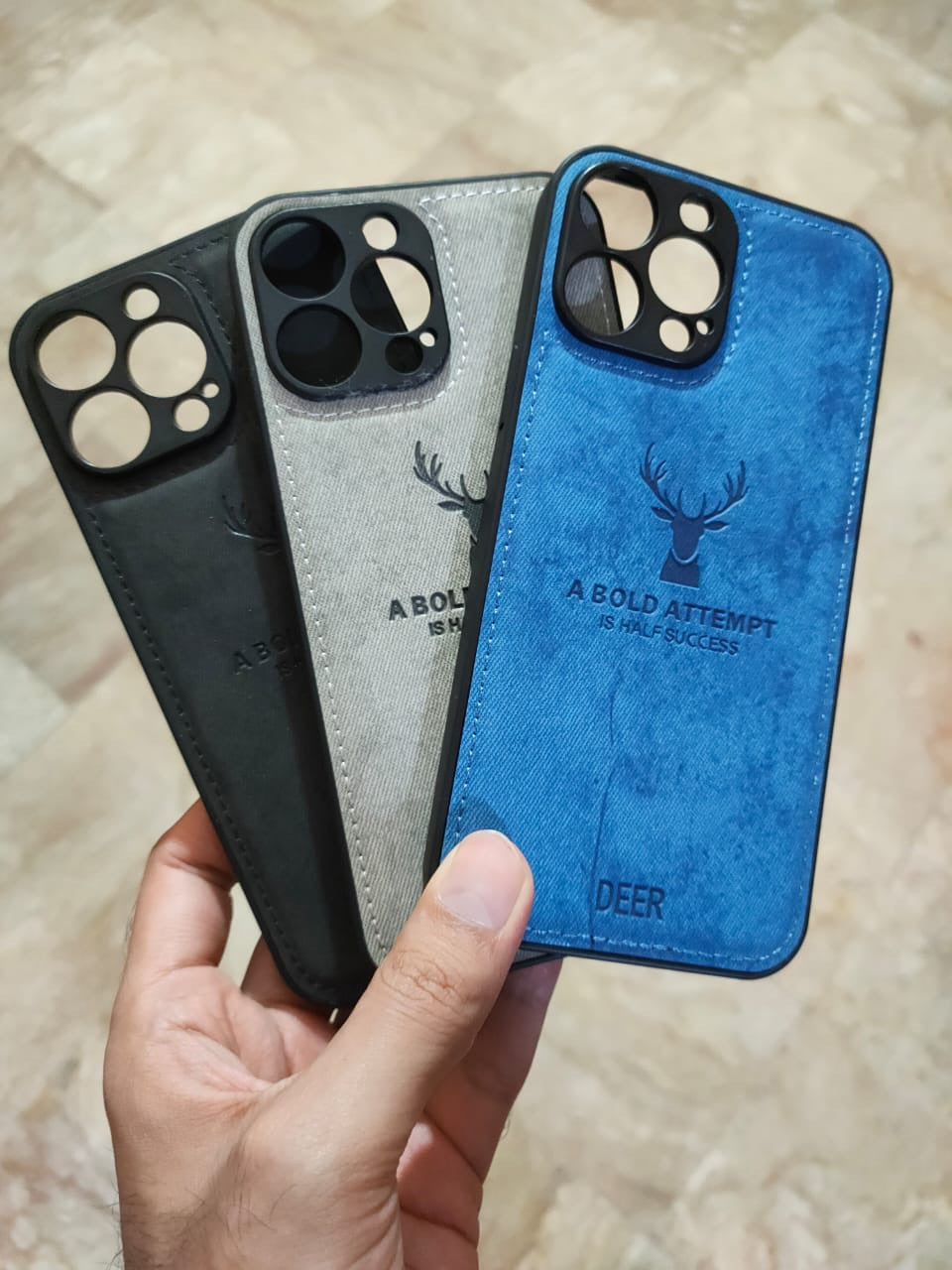 Apple iPhone 13 Pro Max Premium Quality Camera Protection Deer Fabric Case