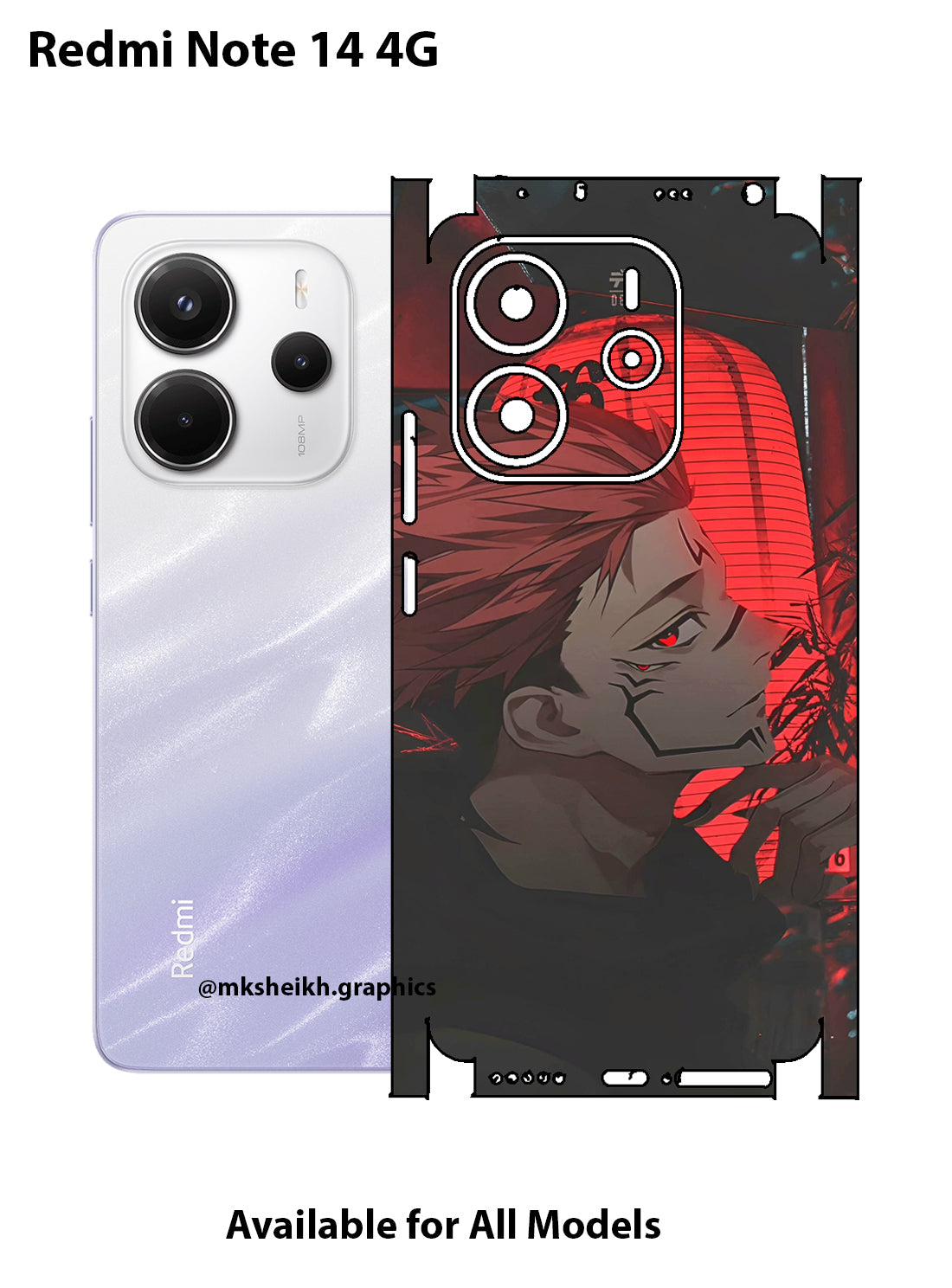Redmi Note 14 4G Full Print Back Body Skin Wrap