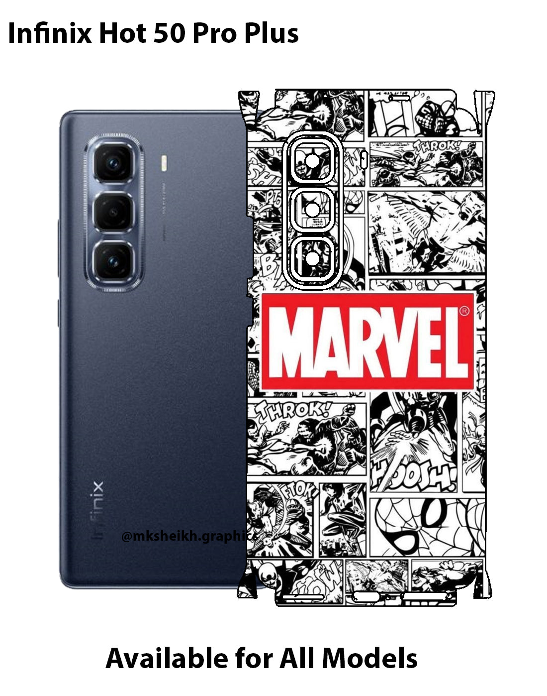 Infinix Hot 50 Pro Plus Marvel Design Full Body Skin Wrap