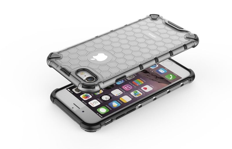 iPhone 7 Plus Cover Shockproof Armor Corner Protection Honeycomb Pattern Transparent Back Case