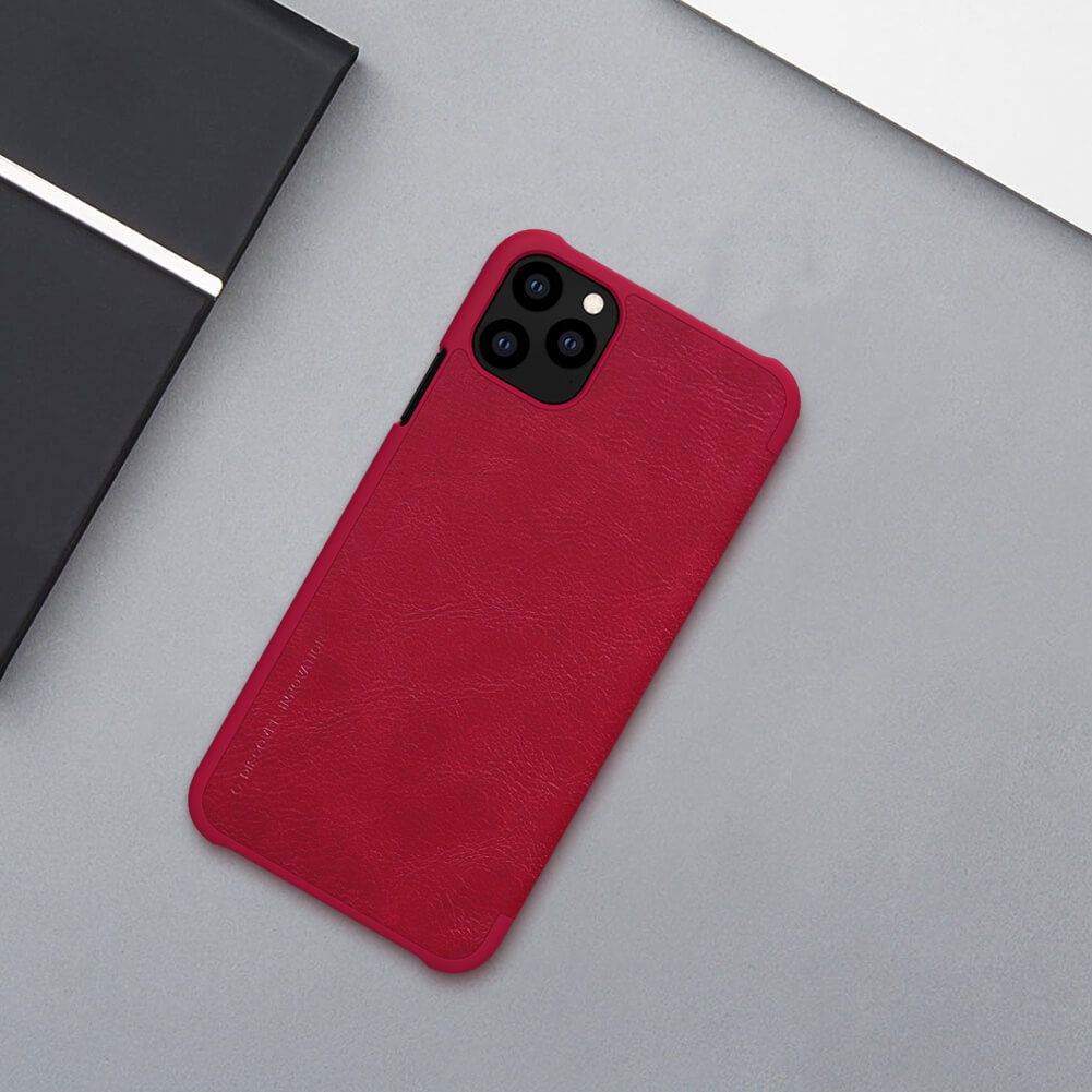 iPhone 11 Pro Max 6.5 Nillkin Qin Series Leather Book Flip Case with Card Holder Space inside