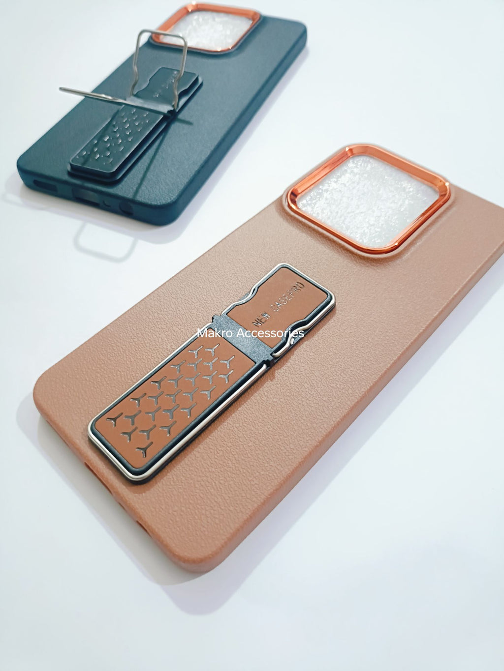 Oppo A3X Soft Silicone Leather Tecture Design Kickstand Back cover