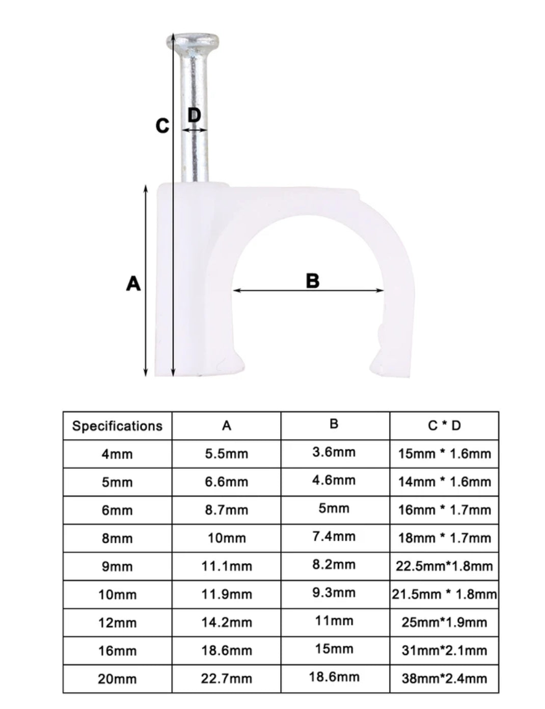 Nail Cable Clip Imported Quality ABS Clip with Steel Nail