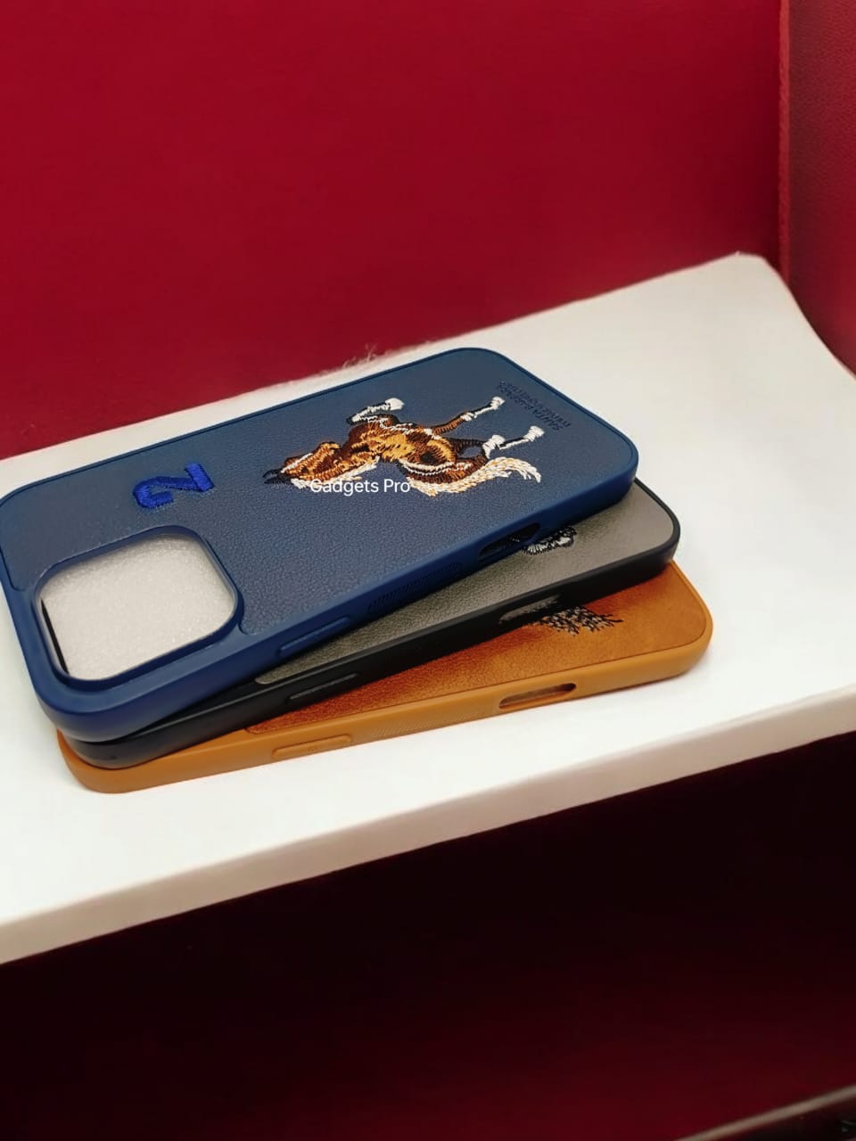 iPhone 16 Pro Max PU Premium Quality Embroidery Polo Design Back cover