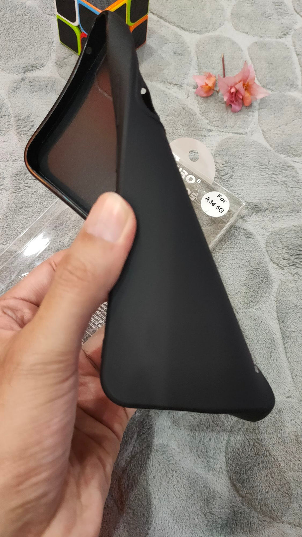 EOURO Samsung A34 5G Matte Black Camera Protection Silicone Case