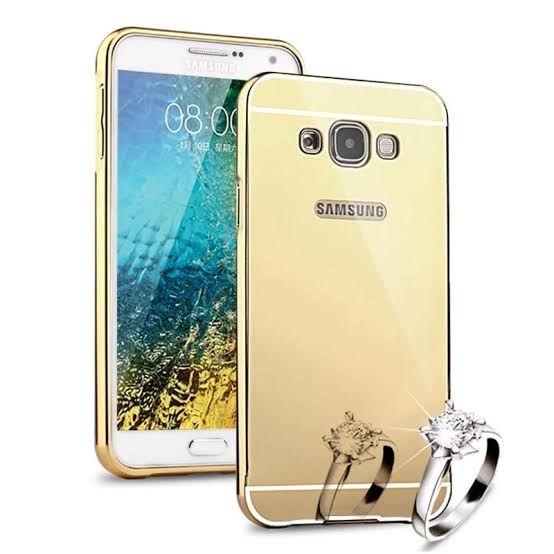 Samsung Galaxy E5 Aluminium Frame Gold Plated Mirror Back Cover