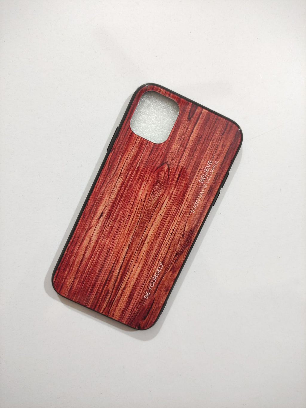 iPhone 11 6.1" Real Tempered Glass Wood Design Back Cover