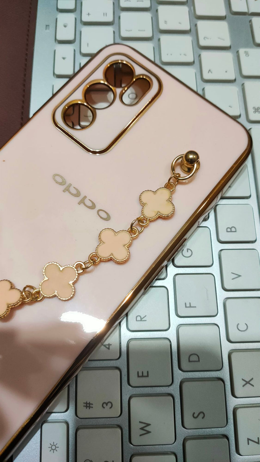 Oppo A16 Premium Quality Fancy Metal Chain Soft Silicone Back Cover