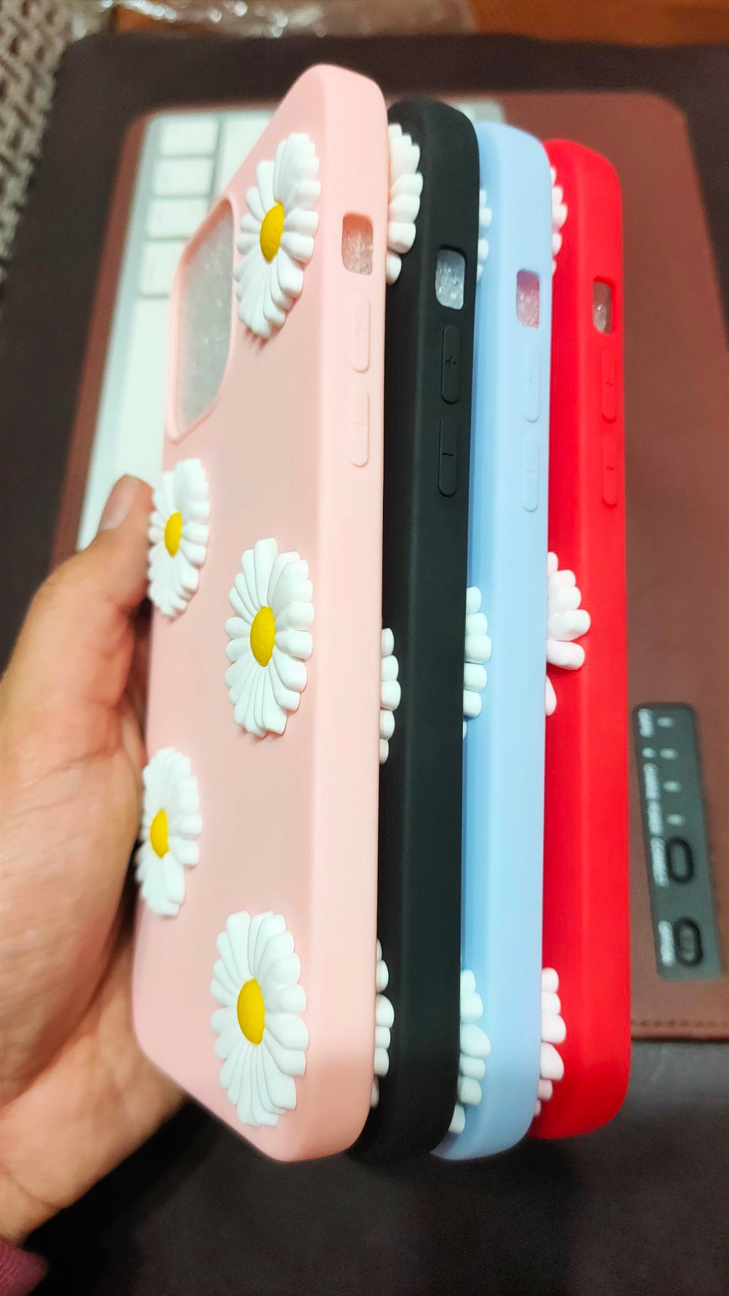iPhone 13 Pro Max Liquid Silicone 3D Flowers Fancy Back Cover