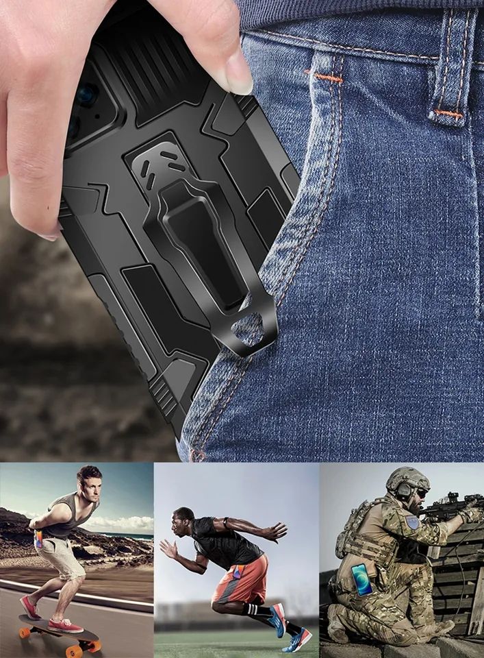iPhone 12 Pro Max 6.7 Shockproof Hybrid Magnetic Ring Holder Belt Hook Back Cover