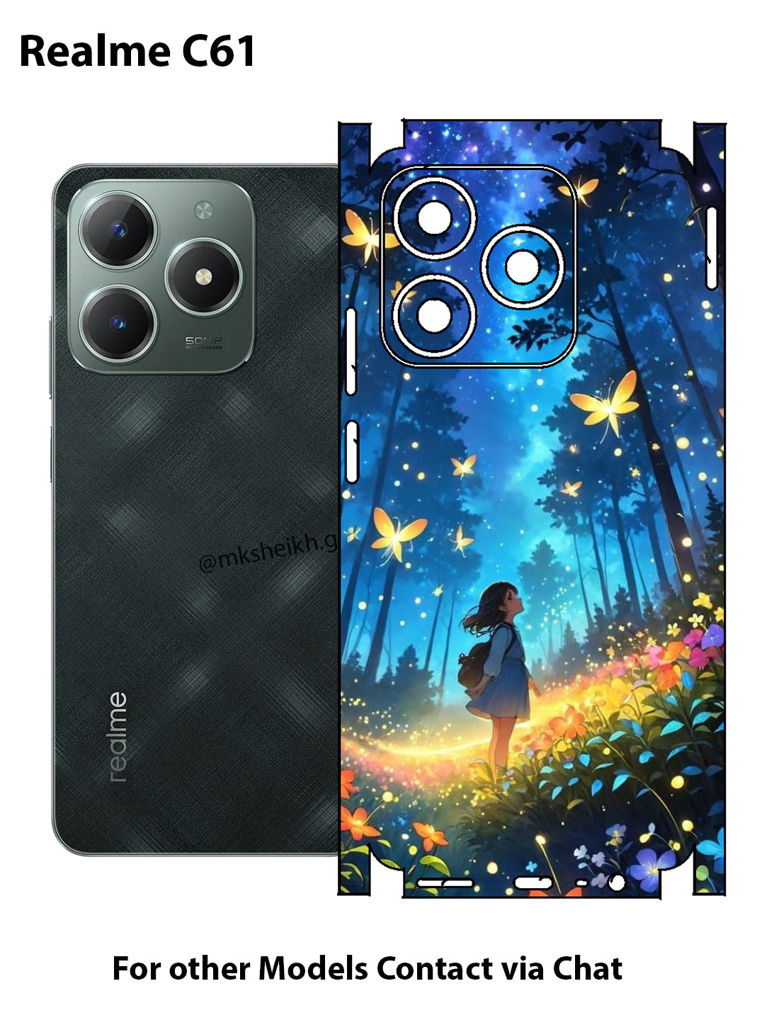 Realme C61 Print Back Full Body Skin Wrap