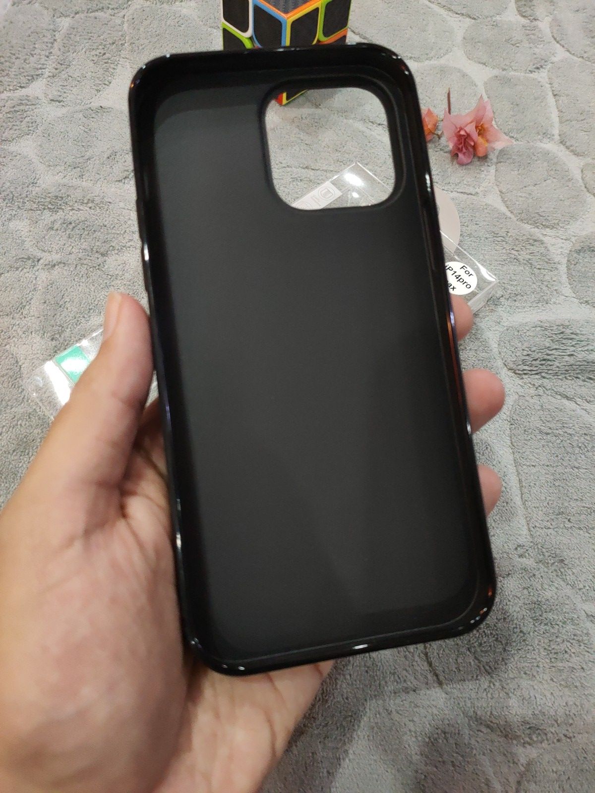 EOURO iPhone 14 Pro Max Matte Black Camera Protection Silicone Case