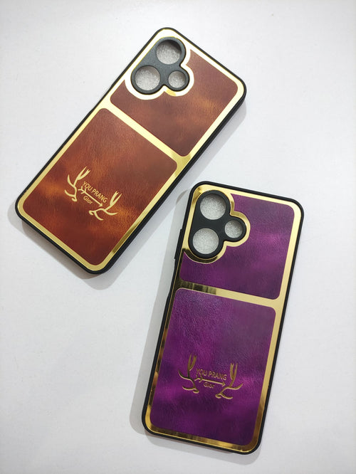 Infinix Hot 30 Play PU Golden Stripe Design Back Cover