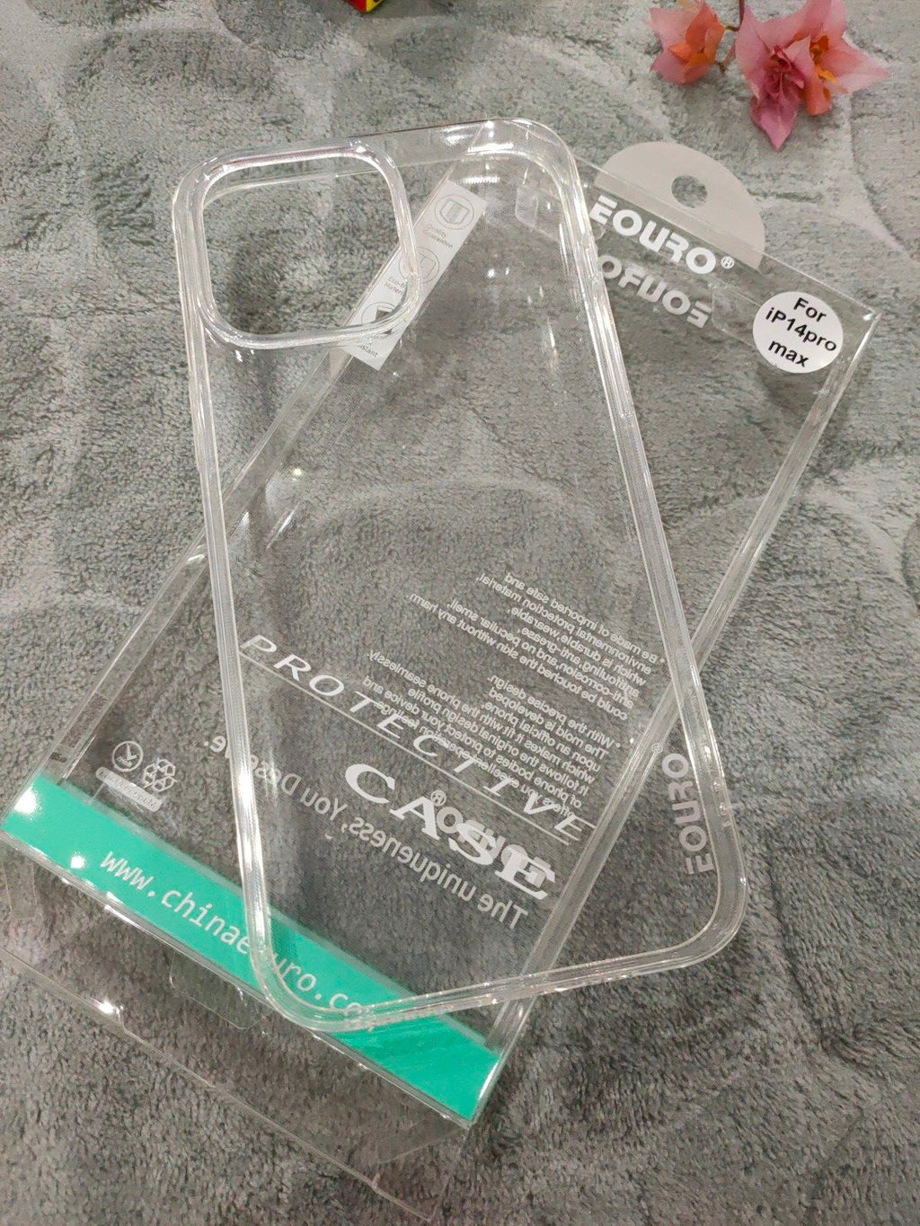EOURO iPhone 14 Pro Max Clear Camera Protection Silicone Case