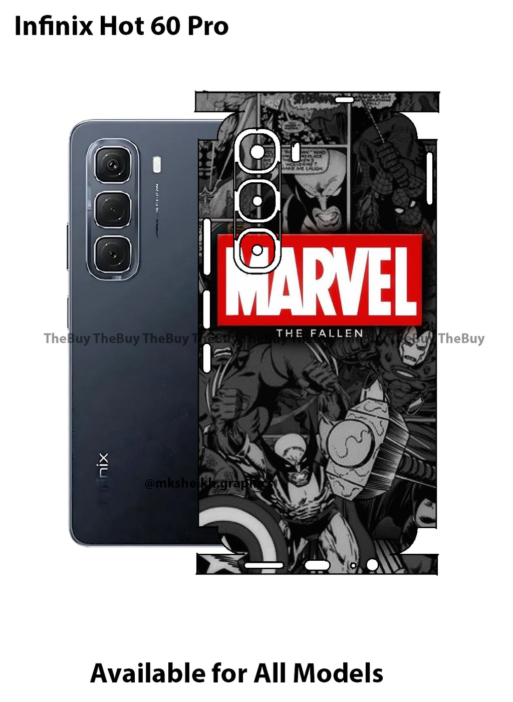 Infinix Hot 60 Pro Marvel Design Full Body Skin Wrap