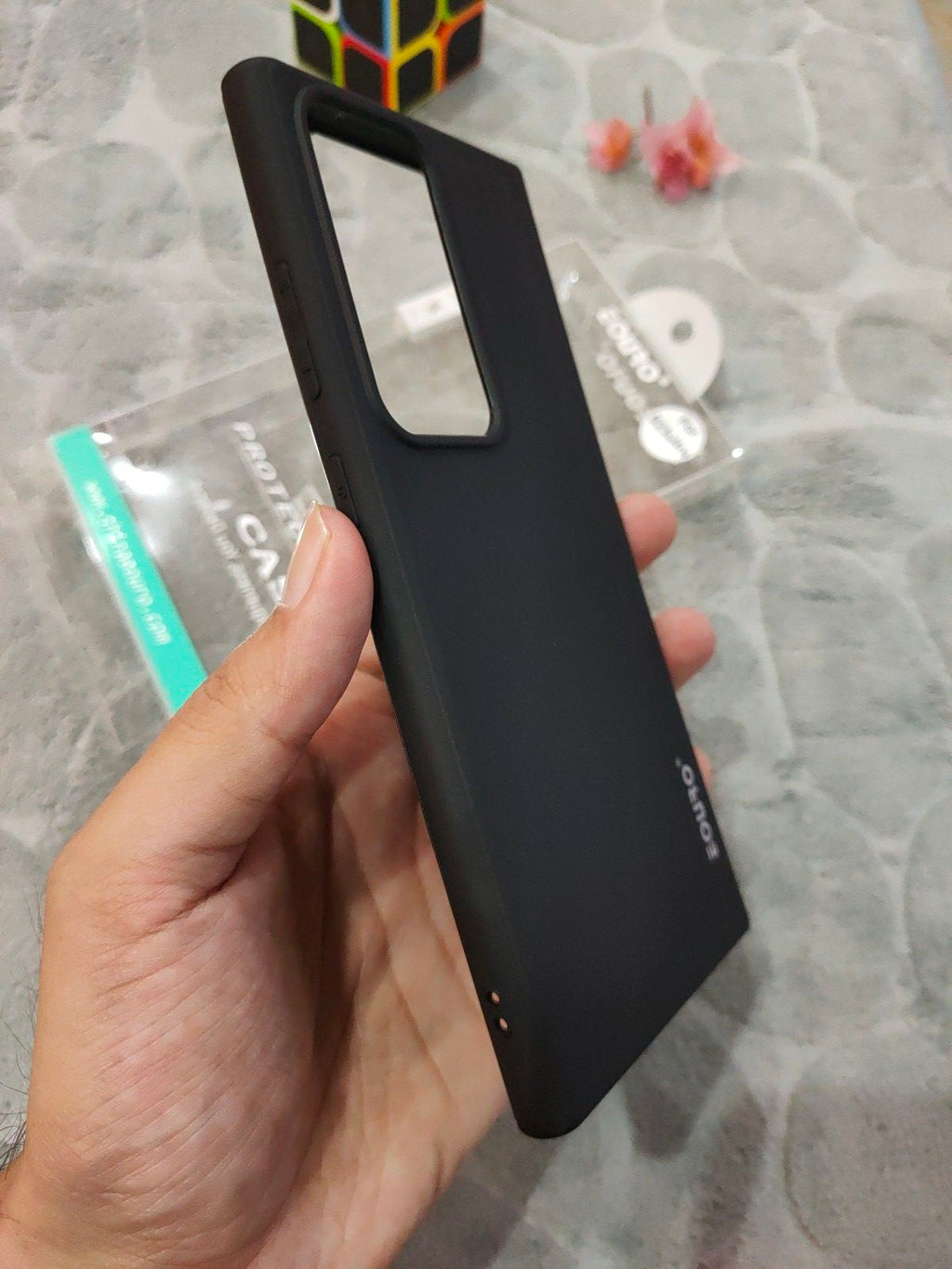 EOURO Samsung S23 Ultra Matte Black Camera Protection Silicone Case