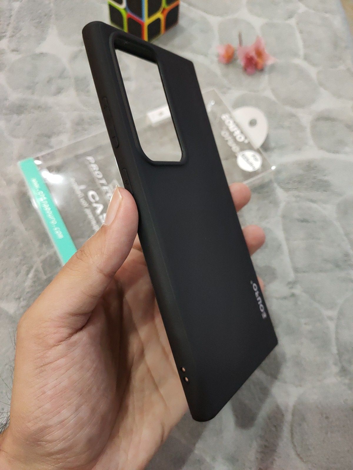 EOURO Samsung S23 Ultra Matte Black Camera Protection Silicone Case