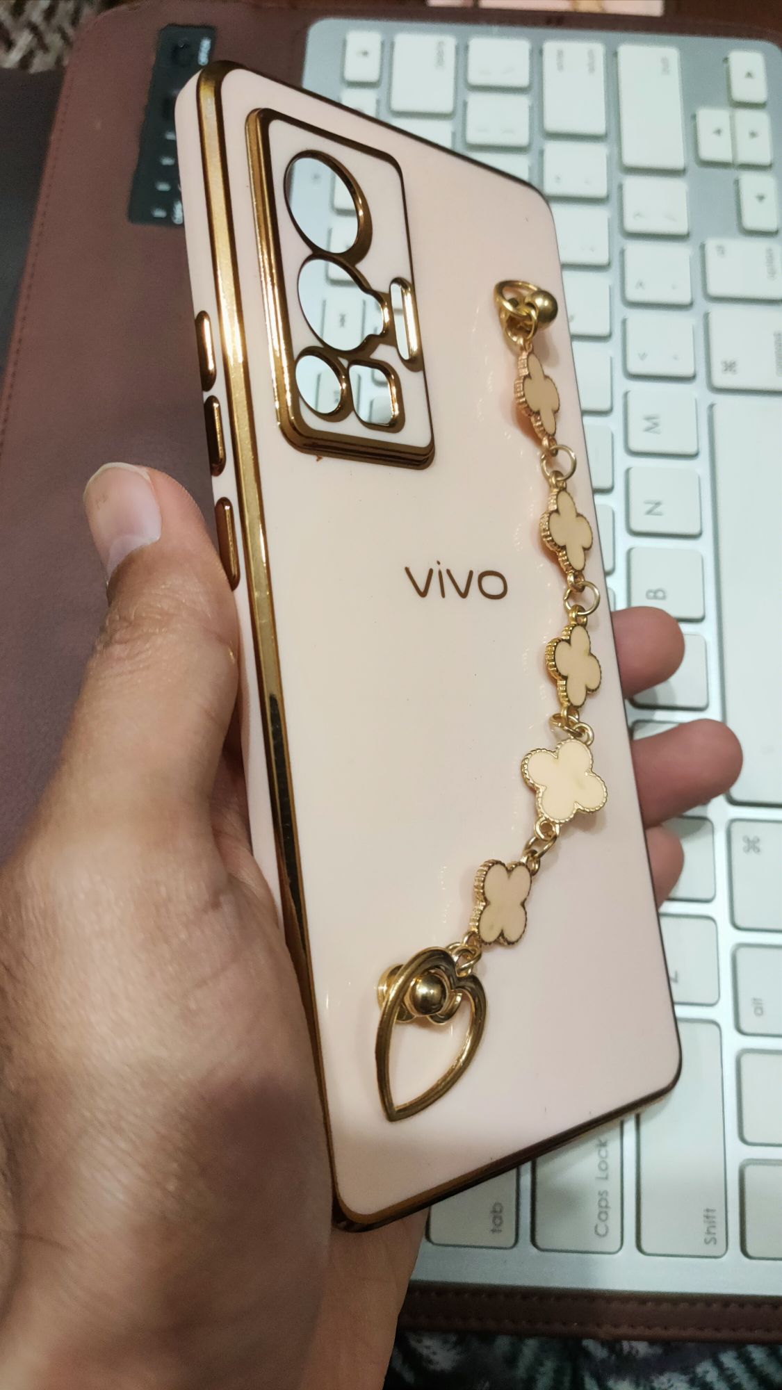 Vivo_X70 Pro Premium Quality Fancy Metal Chain Soft Silicone Back Cover