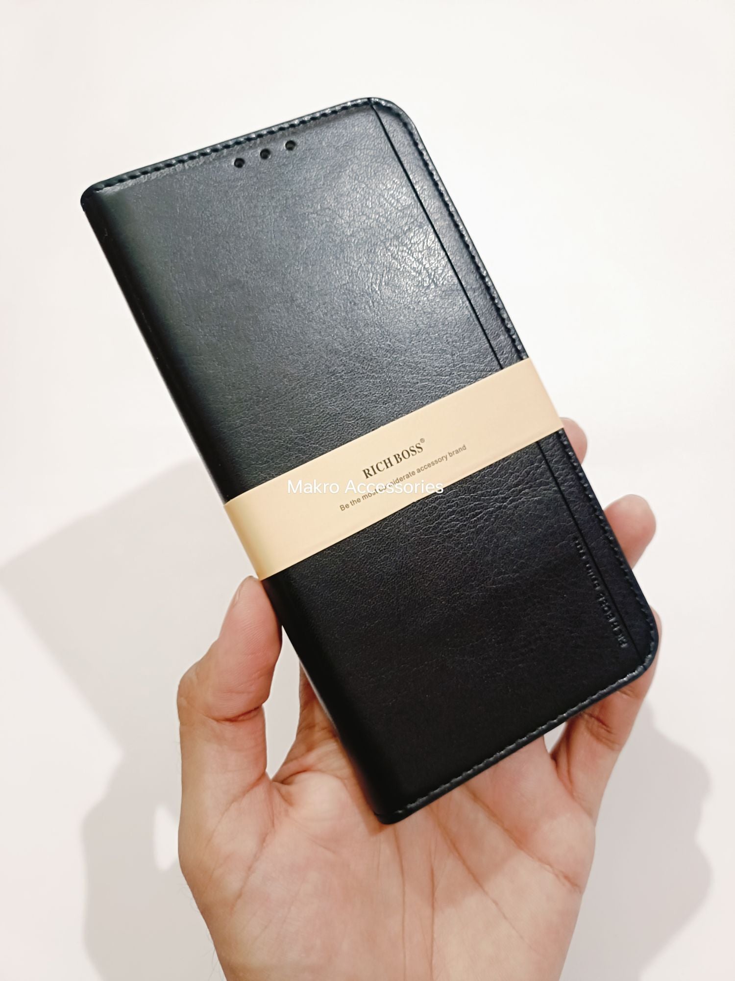 iPhone 14 Pro Max Premium Quality Rich Boss PU Genuine Leather Flip Cover