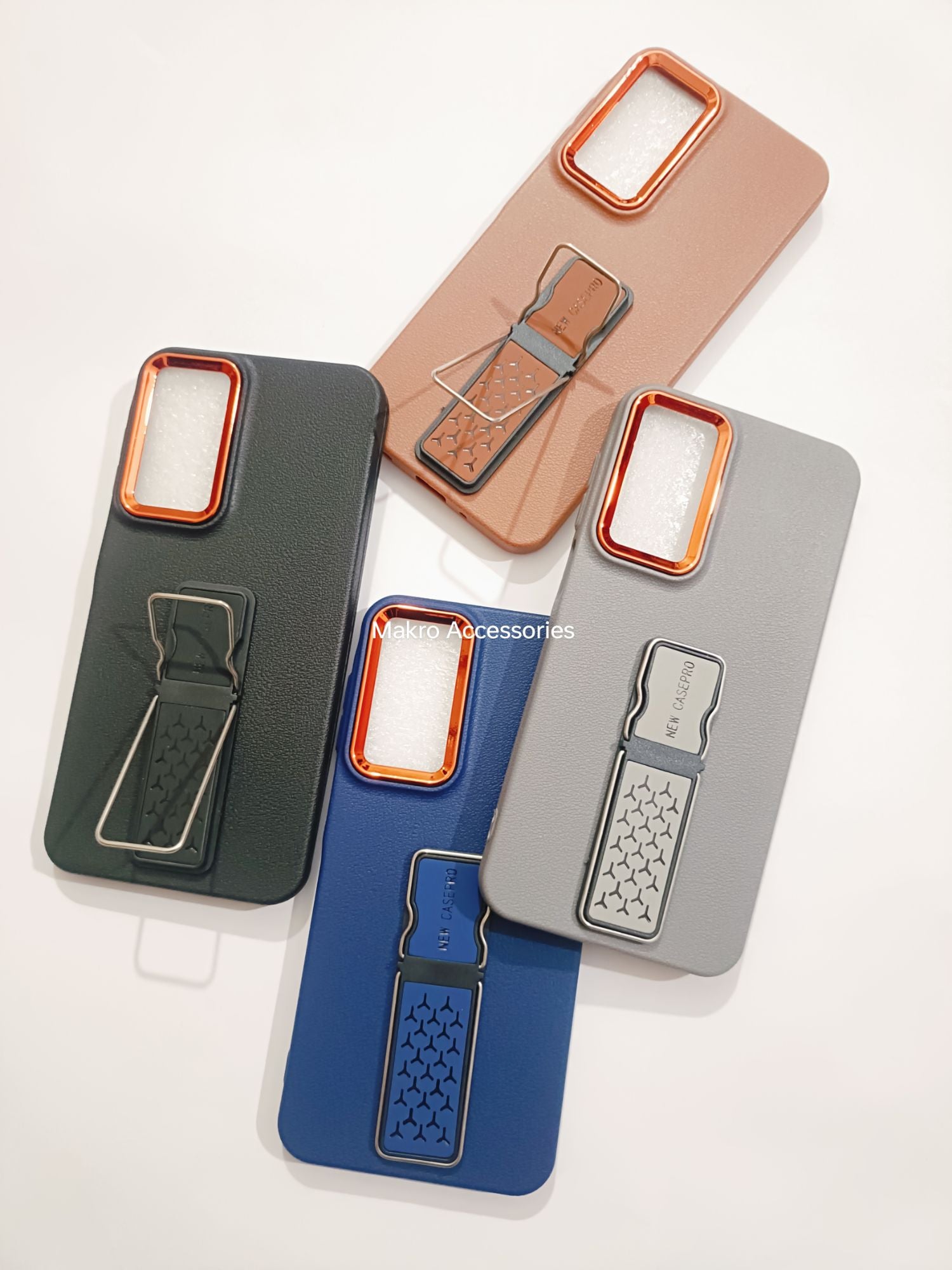 Samsung Galaxy A16 Soft Silicone Leather Tecture Design Kickstand Back cover