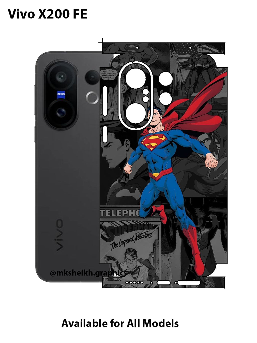 Vivo X200 FE Superman Design Full Body Skin Wrap