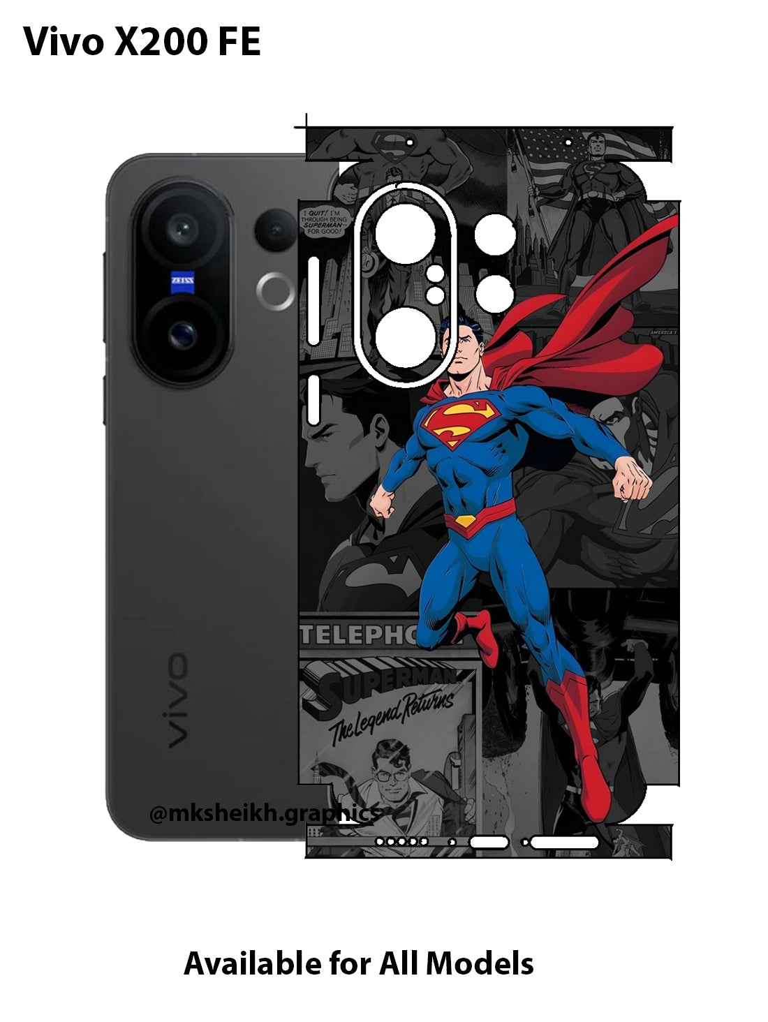 Vivo X200 FE Superman Design Full Body Skin Wrap