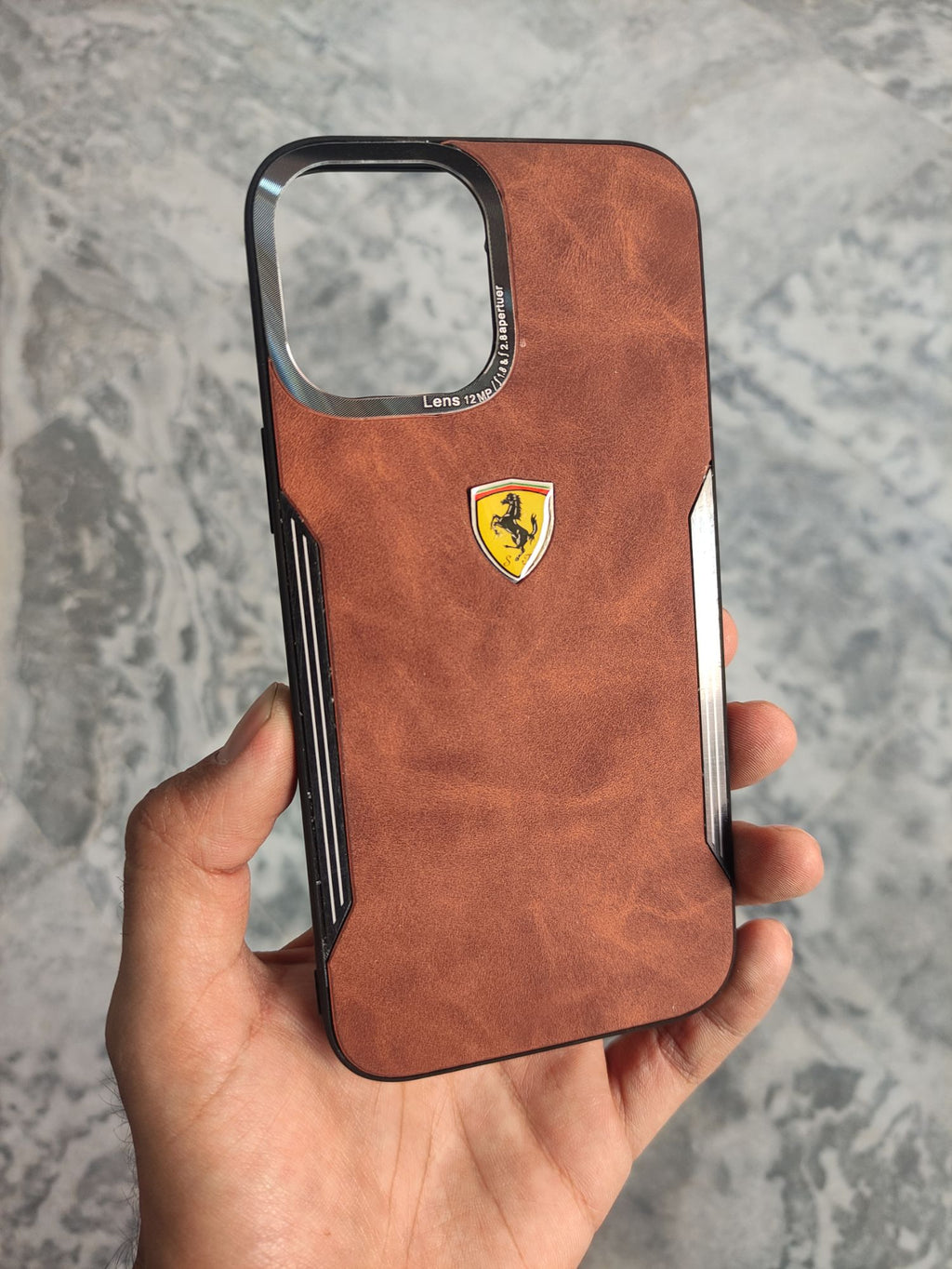 iPhone 12 Pro Max 6.7" Premium Quality Leather Texture Ferrari Back Cover