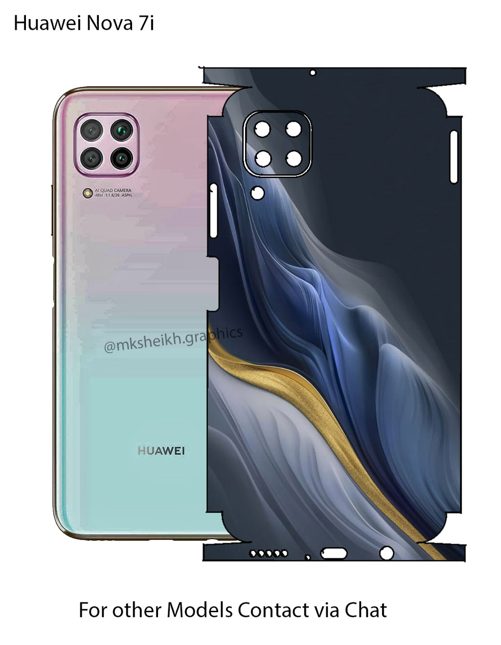 Huawei Nova 7i Print Back Full Body Skin Wrap